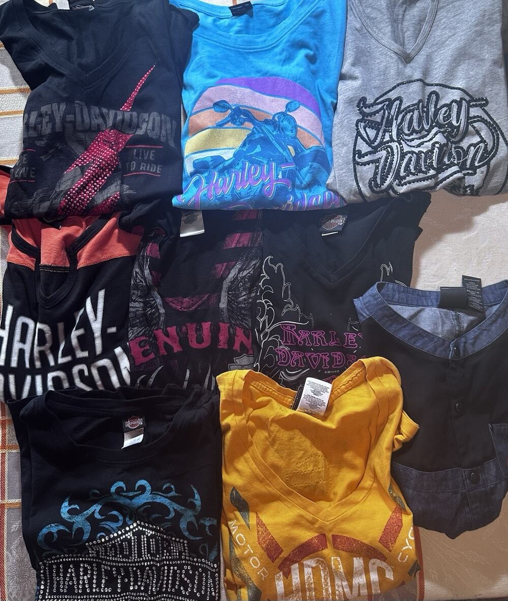 Harley Davidson Ladies Size Large Mixed Bundle Lot Tees L/S Hoodie Tank Biker